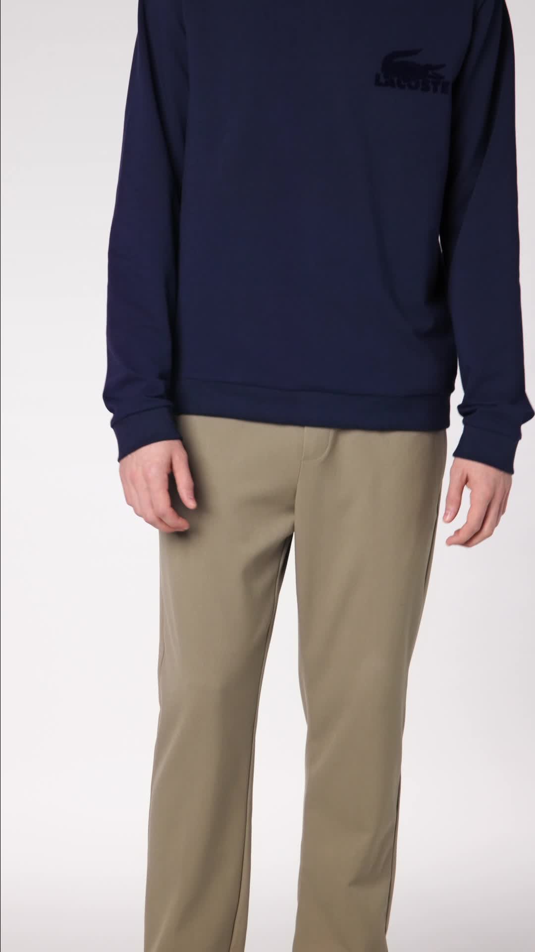 メンズウェア CLUBHAUS x Lacoste Crew Sweat Navy L Lacoste Men's Cotton Fleece Indoor Sweatshirt, Navy Blue, X-Large